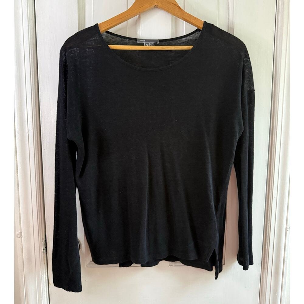 Vince Grey Cashmere Blend Knit Sweater Pullover Womens Size XS Extra Small EUC